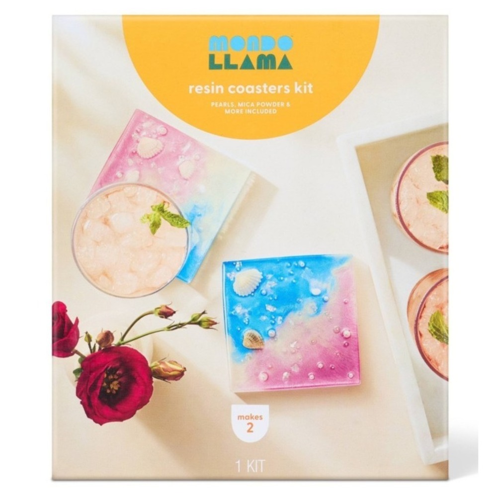 2ct Shell Resin Coasters Craft Kit Mondo Llama DIY Resin Pour Set Supplies